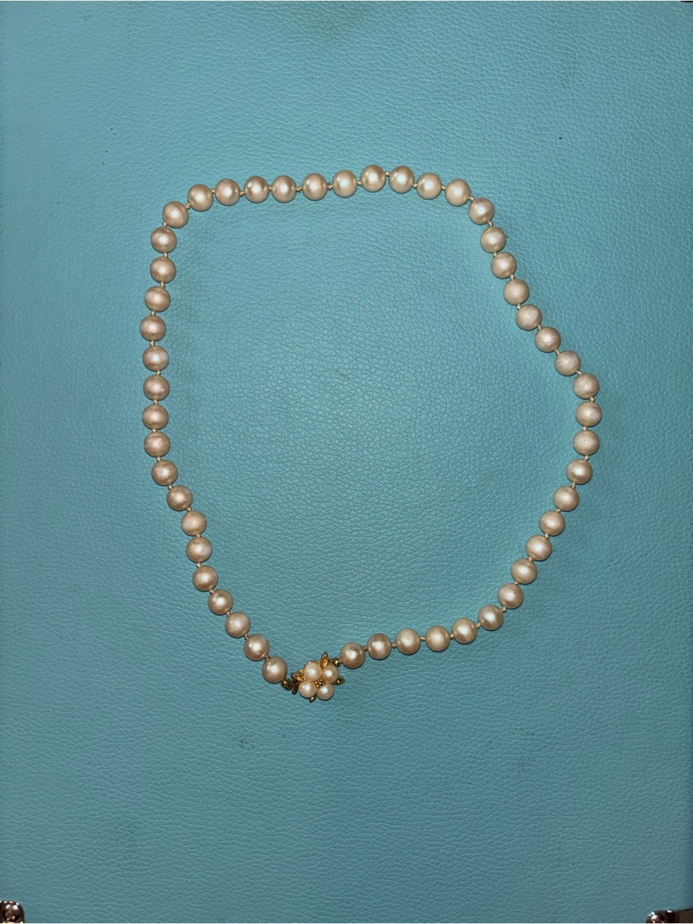 Classic Pearl Strand Necklace with Gold Flower Clasp - Ivory